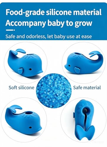 Image of Faucet Protector Baby Bath Silicone Bumper Cover Tub Spout Cover (Blue)