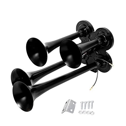Partol Quad Trumpet Train Air Horn Car Air Siren 12V/24V 150DB Powerful Loud Vehicle Modified Air Horns for Police Car Vehicle Truck Motorcycle Lorry Boat SUV Train