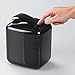 mDesign Plastic Square Mini Wastebasket Trash Can with Swing Lid for Bathroom Vanity, Makeup Table, Inside Cabinet, Cupboard - Holds Garbage, Waste, Recycle - Aura Collection - Black