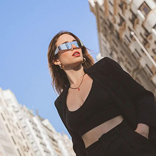 Scvgver Trendy Rimless Futuristic Wrap Around Sunglasses Women Men Cyberpunk Visor Sunglasses Sport Shades Fashion Eyeglasses #TOP1