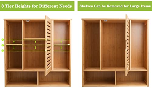 Purbambo Bathroom Wall Cabinet, Bamboo Medicine Cabinet Wall Mounted, Over-The-Toilet Storage Organizer With Single Door And Adjustable Shelves #TOP5