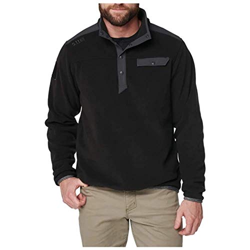 5.11 Tactical Men's Apollo Fleece Long Sleeve Tech Shirt, Polyester Fleece, Nylon N6, Black, M, Style 72124