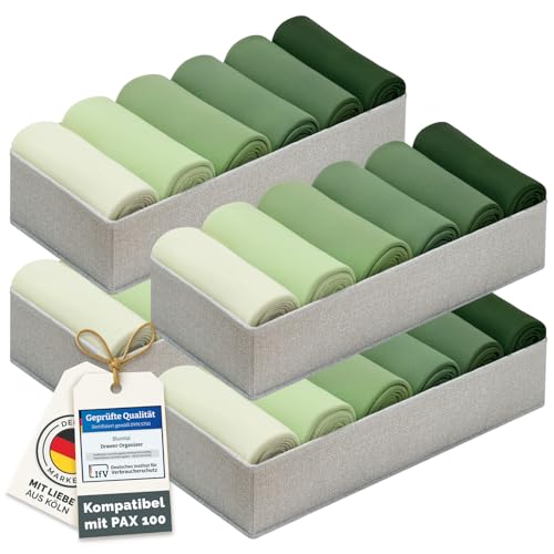 Blumtal PAX 100 Organizer Ordnungssystem Kleiderschrank 4er Set - 4x Kleiderschrank Organizer für PAX 100 Kommoden - Faltboxen für BHs, T-Shirts - Boxen für Schrank - Organizer Schank Grau