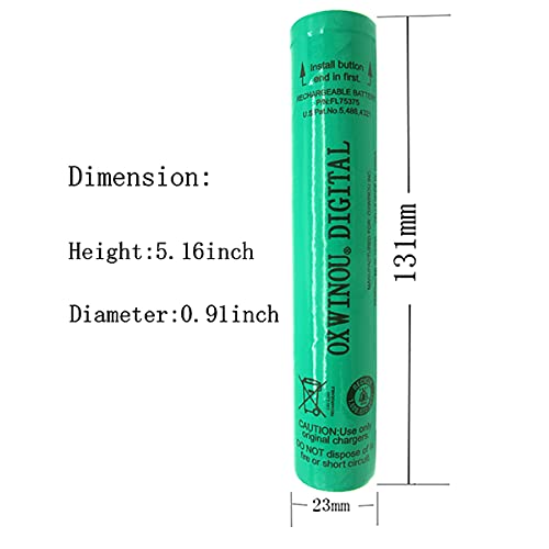 OXWINOU 3.6V 2200mAh Ni-MH Rechargeable Replacement Battery Stick for Streamlight Stinger DS LED HP XT 75175 75375 76000 76300 PolyStinger Pelican M9 FL126 Flashlight(1 Pack)