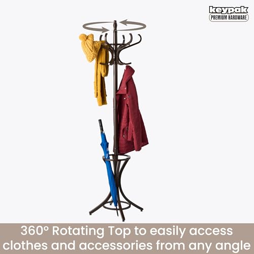 Headbourne Solid Wood Traditional Floor Standing Hat Coat Umbrella Stand - Walnut Varnish - Cosy Home Interiors Headbourne Solid Wood Traditional Floor Standing Hat Coat Umbrella Stand - Walnut Varnish - Image 5