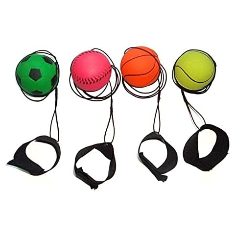 4 Pcs Rubber Sport Balls with Wrist Band Cover