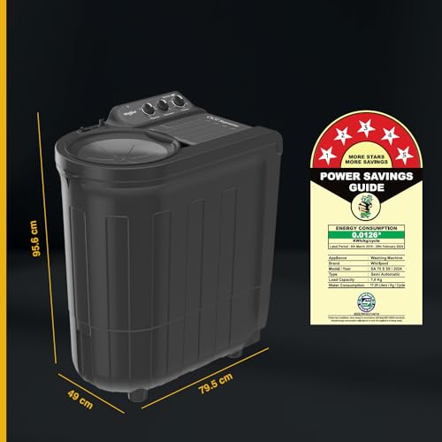 Image of Whirlpool 7.0 Kg 5 Star Ace Supreme Semi-Automatic Top Loading Washing Machine (ACE SUPREME RYL SRS 7.0 GREY DAZZLE (5YR), 4 Year Comprehensive Warranty, 1400 RPM Motor, 5 Year Motor Warranty)
