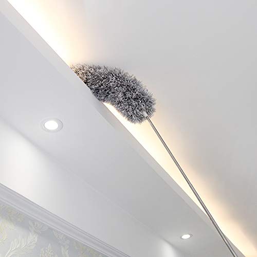 Microfiber Duster for Cleaning with Extension Pole Reaches About 100 Inches,LECAMEBOR Flexible and Extendable Duster for Cleaning Ceiling Fan/Furniture/Keyboard/Cobweb-Upgraded