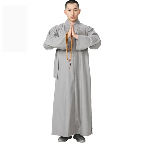 XMWOEIX Buddhist monks costume Shaolin temple clothing robe zen clothes Buddhism meditation, autumn and Shaolin clothing dress,Gray,42