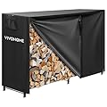 VIVOHOME 5ft Heavy Duty Indoor Outdoor Firewood Storage Log Rack with Cover Combo Set Black