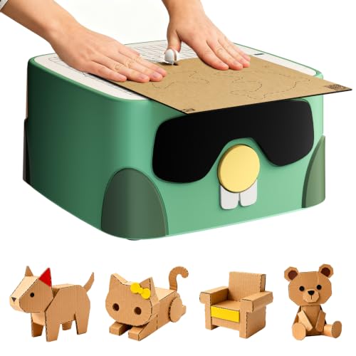 Image of BEAVERBOT Cardboard Cutter for Kids, Safe DIY Cardboard Construction Tool Kit, Educational Craft Toy for 3+ Boys and Girls, Perfect for Creativity Projects 3D Models, Green