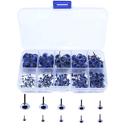 BESTCYC 1Box(100pcs) 3-12cm 10Different Size Glass Eyes Kits for Toy Teddy Puppets Dolls Wool Felting Crafts (Blue)