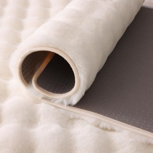 Tapete de peluche blanco crema 8'x10' suave y esponjoso miniatura 7