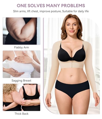 Image of YERKOAD Arm Compression Sleeve Women Arm Shaper Front Closure Arm Shapewear Tops