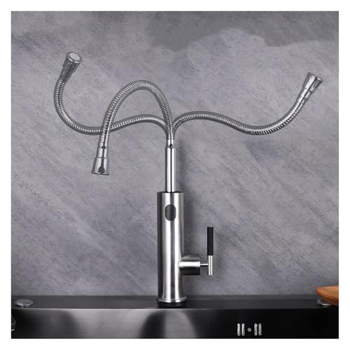 KUMIAN Grifo Calentador de Agua, Calentador de Agua eléctrico, Grifo de Cocina con caño Universal Que Fluye, Grifo eléctrico de Acero Inoxidable 2 en 1, Grifo de calefacción para Cocina, Caravana