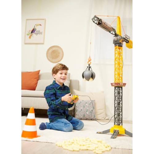 Dickie Toys Mighty Crane (110 cm) - Spielzeug Kran mit 360°-Drehung, Abrissbirne & Greif-Funktion - Ferngesteuerter Kran Spielzeug für Kinder ab 3 Jahre mit Kabel-Fernbedienung - 203729022