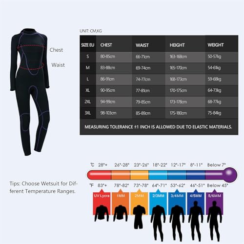 BEIAKE Professional Wetsuits 3mm Neoprene Front Zipper Diving Suit for Diving Swimming Watersport Surfing Snorkeling