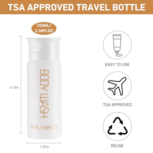 Travel Bottles for Toiletries 5 PCS 3.38 oz TSA Approved Travel Size Containers for Toiletries Leak-proof Shampoo and Conditioner Bottles Refillable Plastic Squeeze Bottle Travel Essentials3
