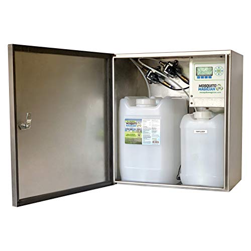 Mosquito Killer Machine Dual Reservoir Stainless Steel - Customizable Coverage, Easy Installation, Automatic Yard Care for Mosquitoes, Fleas, & Fire Ants. Delivers Various Products to Lawn and Plants.