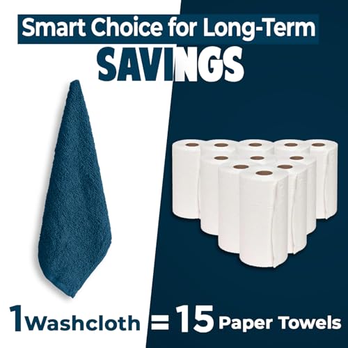Image of DAN RIVER 24 Pack Wash Cloths for Showering [12x12] - 100% Cotton Washcloths Premium Quality Flannel Face Cloths for Bathroom, Highly Absorbent and Soft Feel Wash Clothes, Blue Opal