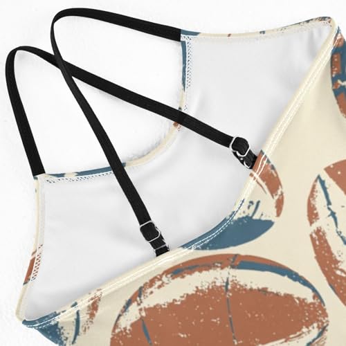 Vintage Brown Rugby Girls Swimsuit One Piece Bathing Suit for Baby Girls' Swimwear 3-10T4