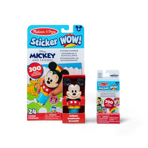 Image of Melissa & Doug Sticker Wow! Disney Mickey Mouse Bundle: 24-Page Activity Pad, Stamper, 500 Stickers, Mini Pad, Arts and Crafts Fidget Toy Collectible Character