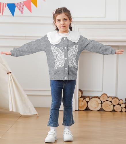 Girls Fall Winter Jacket Ruffled Collar Coat Button Casual Outwear 3-7 Years4