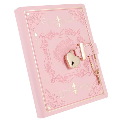 TNTGMG Journal intime B6 avec cadenas et clé en forme de cœur, 288 pages lignées, carnet rechargeable, 18 × 13,5 × 3 cm, bloc-notes floral, journal...