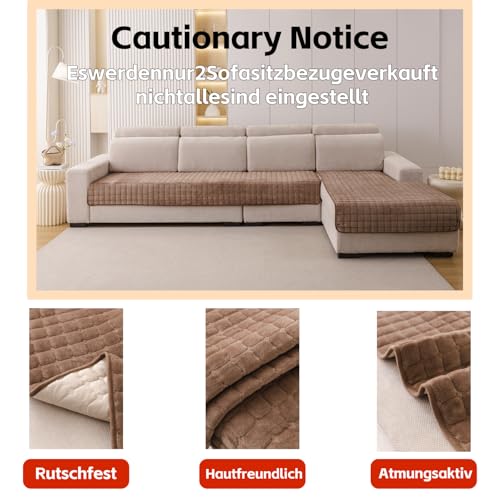 Housse de canapé en flanelle douce marron antidérapante 90x210
