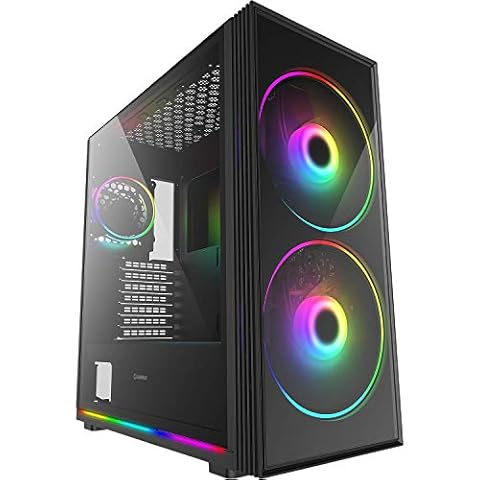 GameMax Sniper Mid-Tower ATX Gaming PC Case, 2 x 200mm ARGB F for High-Volume Airflow | Black Cover