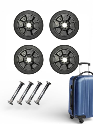 Image of Premium Luggage Wheel Replacement Kit, Black Plastic, 4.5 cm Diameter, Universal Trolley Bag Wheels with Special Rivets, pack of 4 wheel
