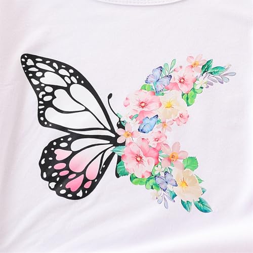 Image of Ayzozuy Kid Girl Clothes Outfits Figure Letter Graphic Tee Top + Flap Pocket Pants 2PC Clothing Set