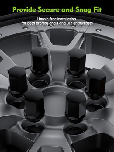 Image of AUTOPTIM M14x1.5 OEM Lug Nuts - Replacement for 2012-2022 Ram 1500, 1999-2022 Chevy Silverado 1500, 2012-2022 Suburban, 1999-2022 GMC Sierra 1500, Black 24PCS 7 /8 inch Hex Closed End Soild Wheel Lug Nut