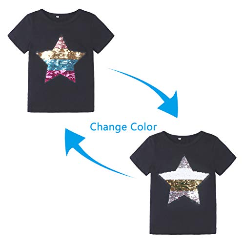 Kids Reversible Sequin Change Color T-Shirt Magic Sequin Cotton Tee Tops2