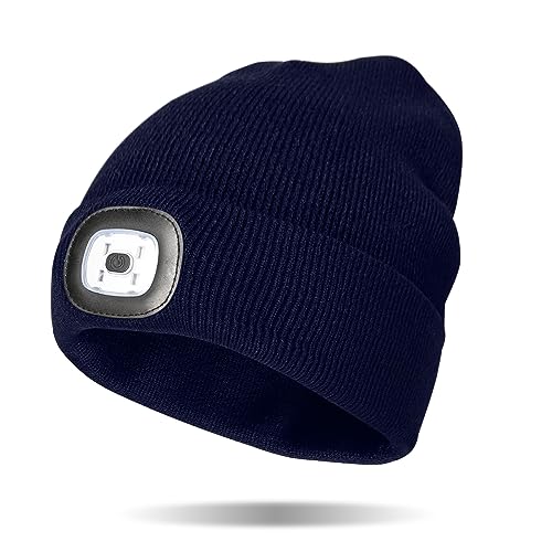 Image of Classic Rechargeable LED Warm Knit Beanie Head Light Hat Headlamp for Outdoor Activities