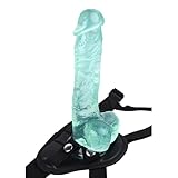 8inch Double Pleasure Realistic Silicone Suction Cup Toy for Women to Wear, Couples Adjustable Waist Pants for Women Men, Lifelike Flexible Hands-Free Beginner Trainer Tool FEJU542GFY4 (Green)