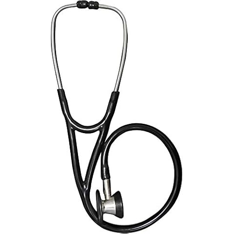 Large Cardiology Pro EMT Ultra Sensitive Doctors Nurses Dual Head Stethoscope + Foam Lined Carry Case + Spares Box - Black Cover