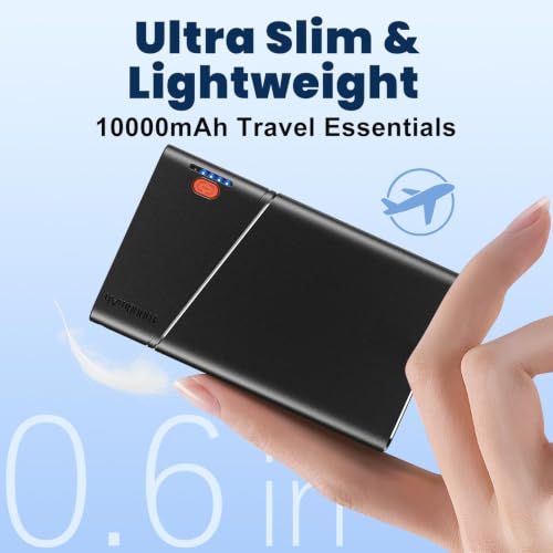 Image of Aaoyun 10000mAh Portable Power Bank, 22.5W PD Fast Charging Battery Pack with Built-in USB-C Cable, Ultra-Slim External Phone Charger for iPhone 17 /16 /15, Samsung Galaxy S24, Android (Black)