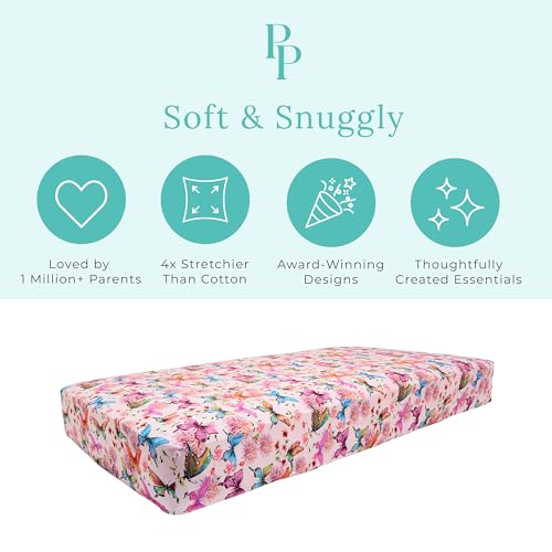 Image of Posh Peanut Baby Crib Sheets for Boys & Girls - Viscose from Bamboo Crib Sheets for Standard Baby Mattresses (52 inch X 28 inch X 9 inch) Watercolor Butterfly