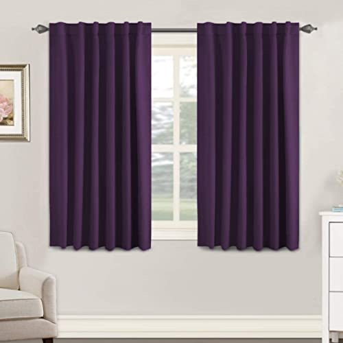 Image of H.VERSAILTEX Blackout Curtains Thermal Insulated Window Treatment Panels Room Darkening Blackout Drapes for Living Room Back Tab /Rod Pocket Bedroom Draperies, 52 x 54 Inch, Plum Purple, 2 Panels