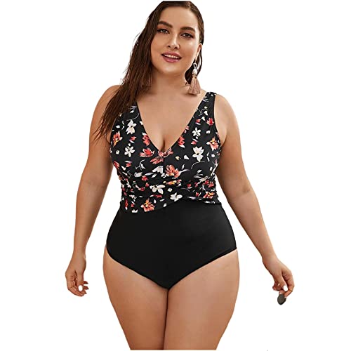 Maillot de bain 1 pièce femme à fleurs grande taille effet ventre plat