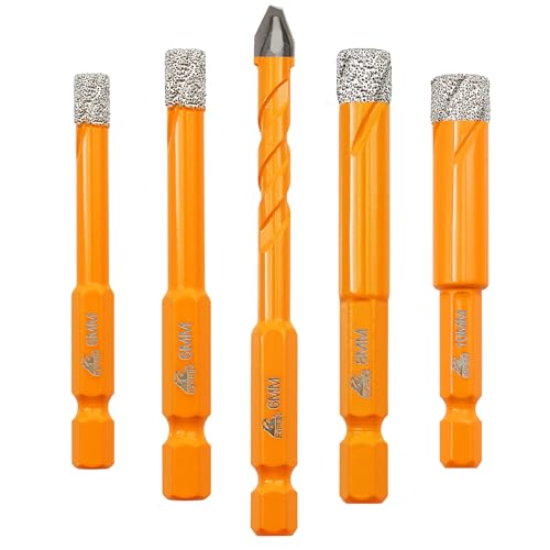 EXFEIN Kit di punte per trapano per piastrelle da 6/6/8/10 mm gambo rapido e punte da trapano in carburo da 6 mm per forare piastrelle in ceramica porcellana marmo granito muratura