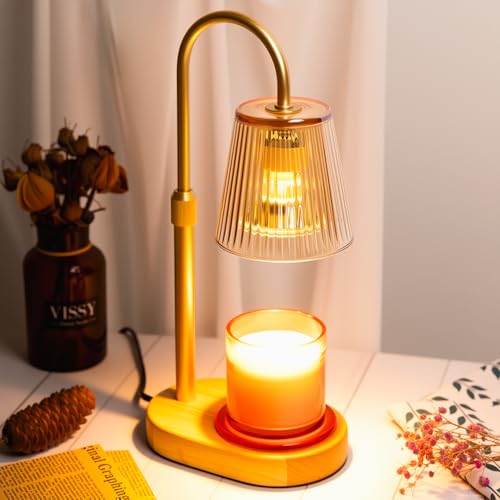 JEKEMORYE Candle Warmer Lamp with Timer - Electric Wax Melter - Adjustable Height and Brightness Jar Candles Flameless Burner Suitable Various Holiday Warming Gifts for Women with 2 Bulbs