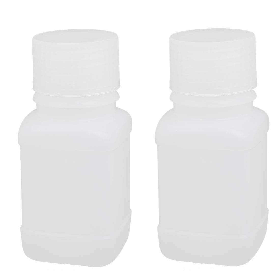 Aexit 2pcs 35mmx35mmx85mm gauge 60ml HDPE Plastic Rectangle Small Mouth Bottle White