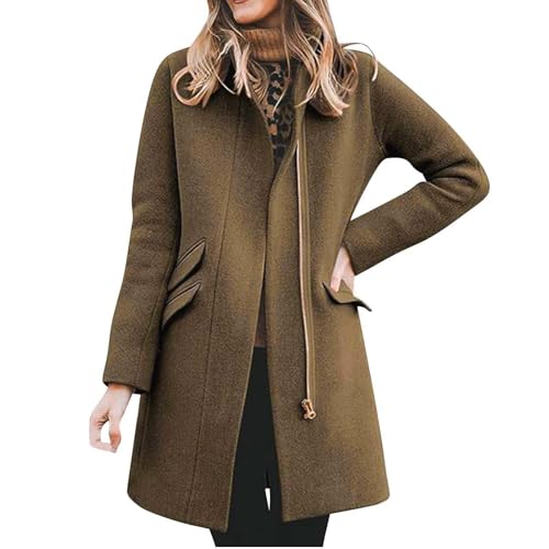 Manteau laine mélangée femme chaud avec tissu texturé et poches zippées
