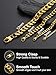 U7 6mm Diamond Cut Cuban Link Chain for Men Women, 18K Gold Plated Stainless Steel Solid Hip Hop Jewelry Fashion Curb Chains 22 Inch