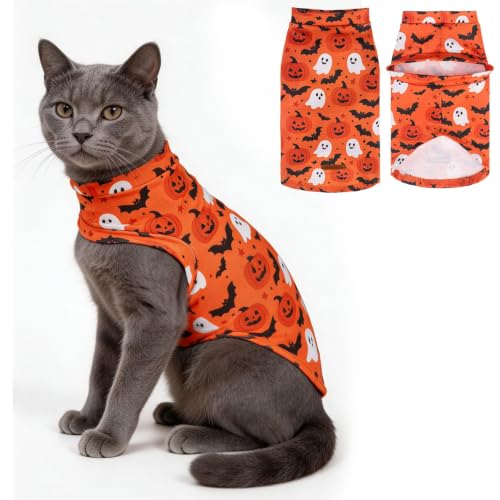 EXPAWLORER Halloween Cat Sweater Warm Fleece Pet Clothes for Cats Only