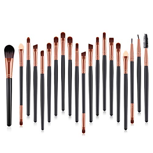 Eye Makeup Brushes Set - 20pcs Complete Makeup Set with Foundation Nose Shadow Lip Concealer Eyeshadow Eyeliner & Mascara Brushes