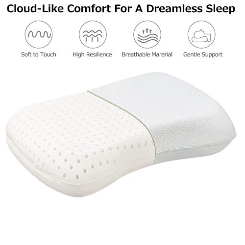 Image of Grin Health Luxury Contour Memory Foam Pillow, Side Sleeper Pillow - Soft Ergonomic SleepOnCloud Memory Foam Pillows for Sleeping for Neck Pain Relief, Shoulder, Neck Support