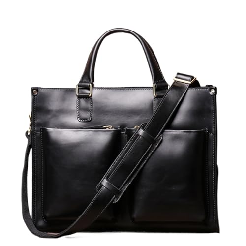 Sac à main porte-documents hommes en cuir marron rétro de 16 pouces pour bureau